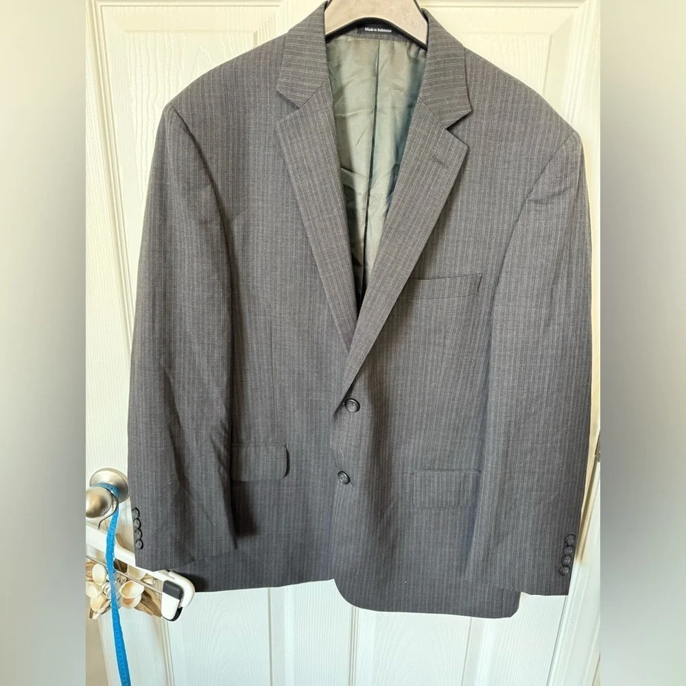 Pronto Uomo Mens 42S Wool Grey Gray Pinstripe Striped Sport Coat Jacket Blazer